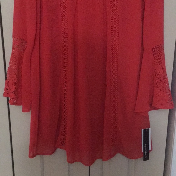 NWT Sequin Hearts Orange-Red Blouse - Picture 3 of 5